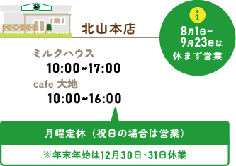 北山本店の営業時間